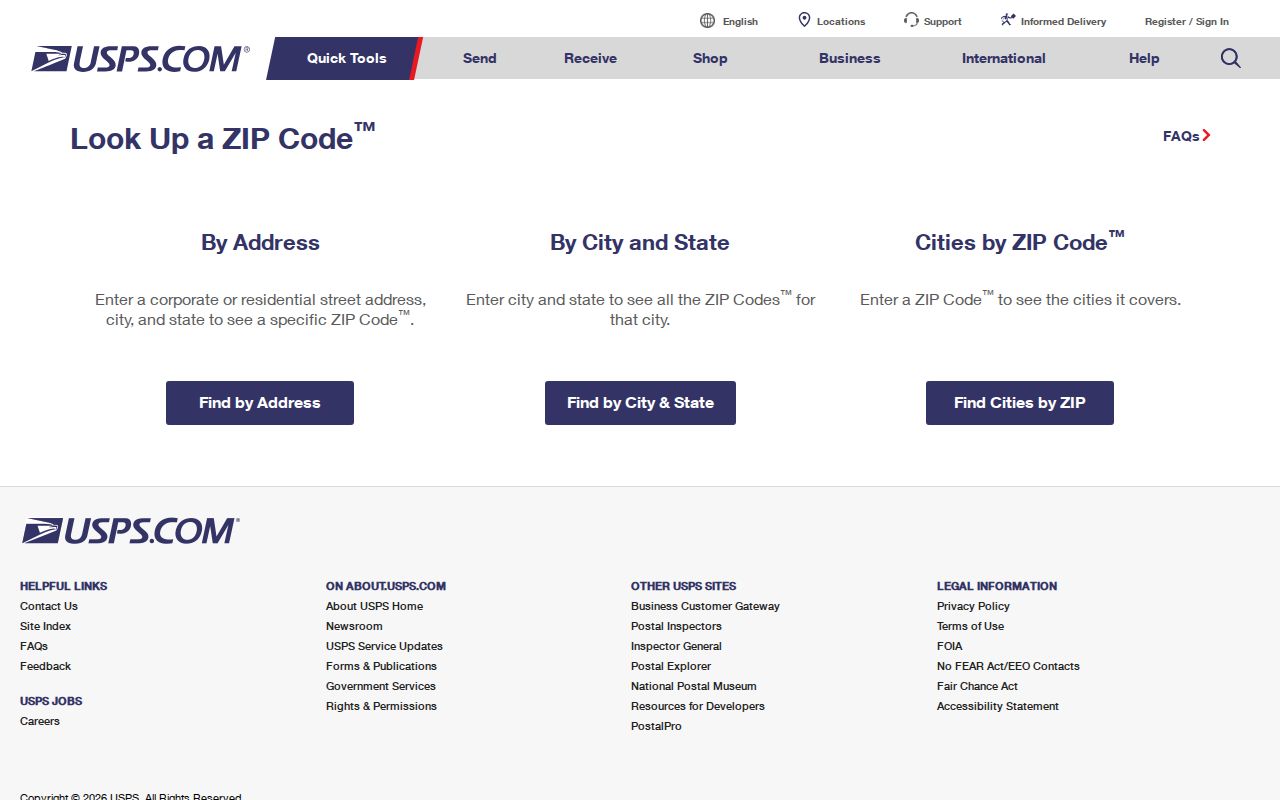 Birmingham ZIP code directory verification through the USPS ZIP Code Lookup